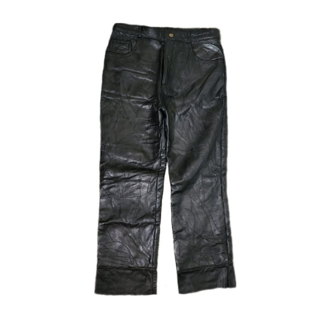 Navarre Leather Company Patchwork Moto Pants Black Size 12